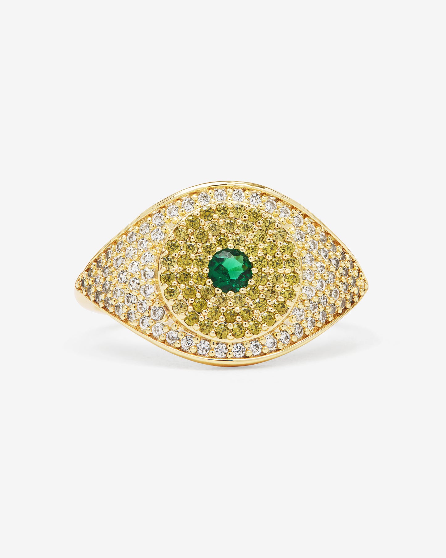 GREEN/GOLD EVIL EYE RING