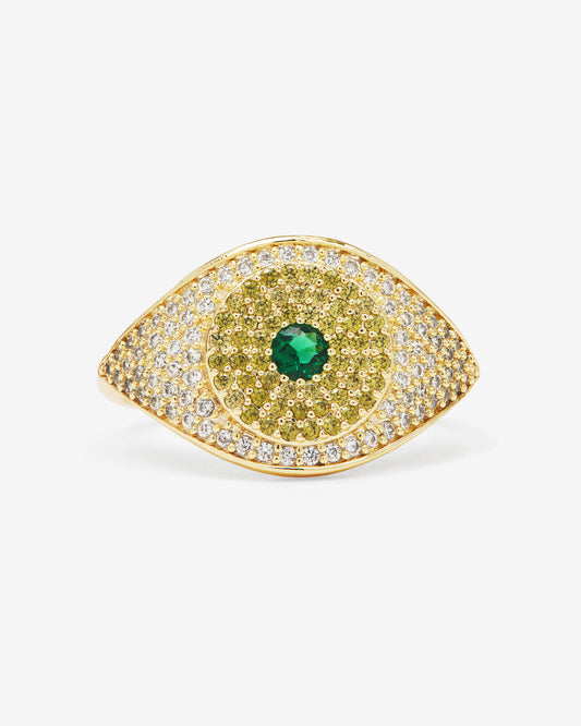 GREEN/GOLD EVIL EYE RING