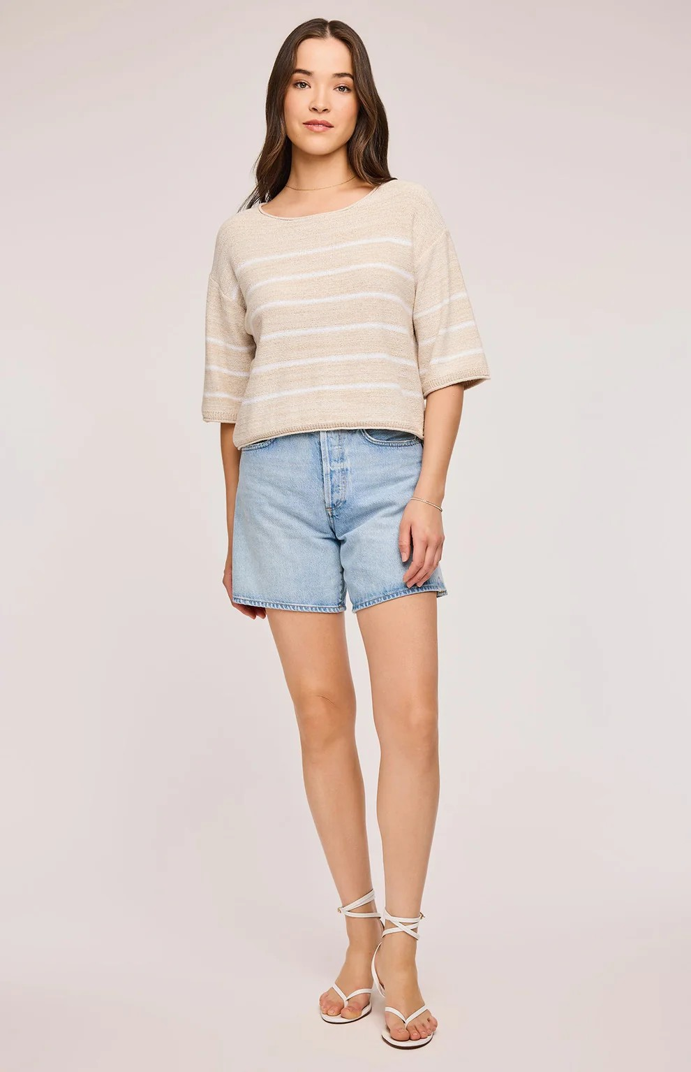GENTLE FAWN LINEN STRIPE KERRIGAN SWEATER