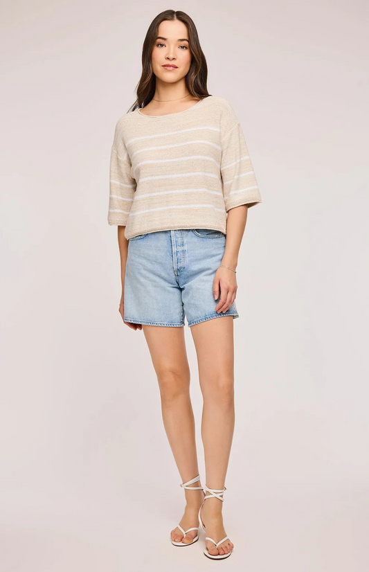 GENTLE FAWN LINEN STRIPE KERRIGAN SWEATER