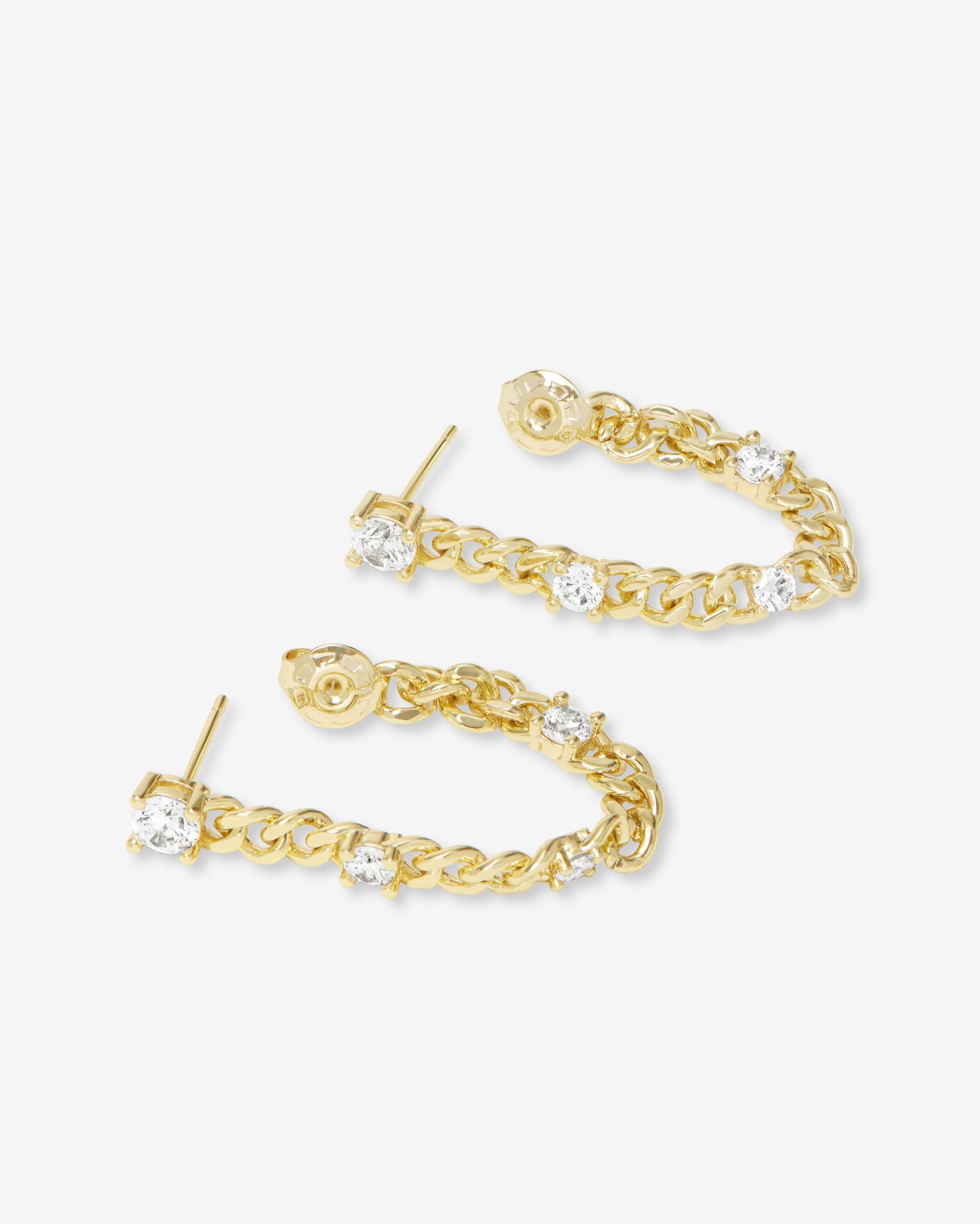 MELINDA MARIA JULIAN TRIPLE DIAMOND SOFT CHAIN HOOPS- GOLD/WHITE