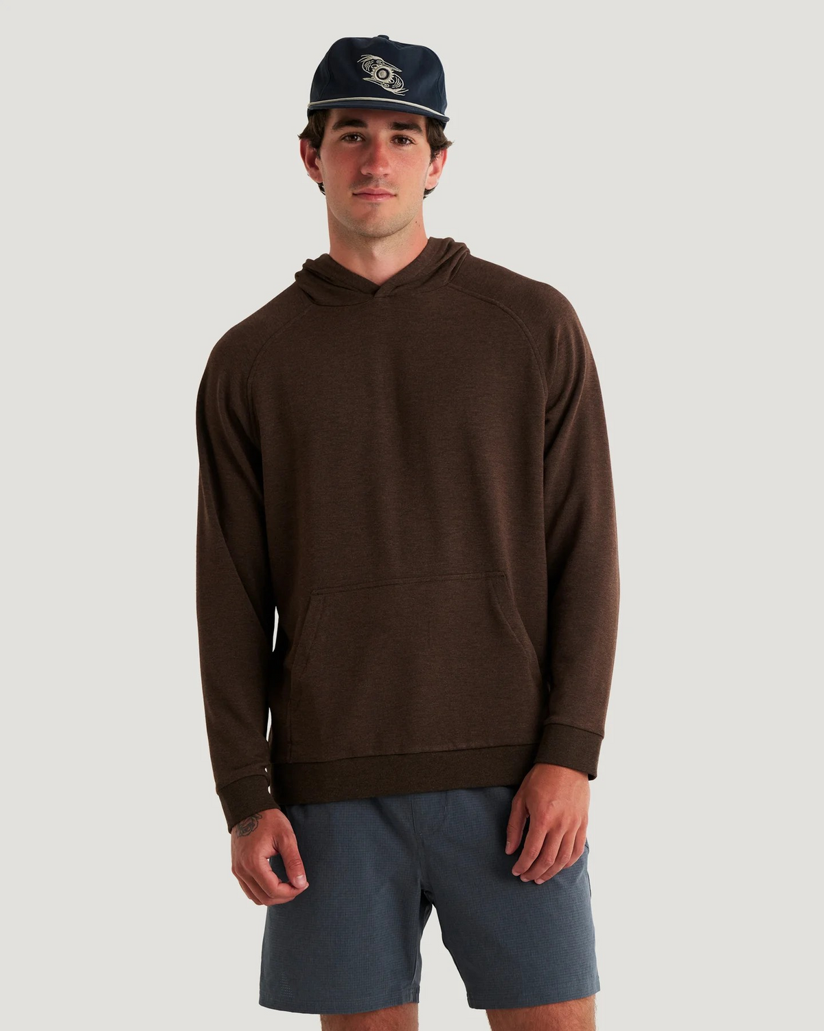 HEATHER DARK BROWN BAMBOO LIGHTWEIGHT FLEECE HOODIE