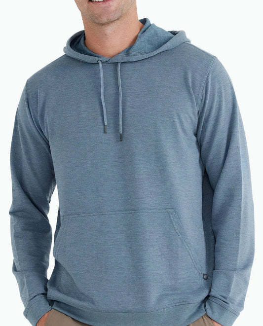 FREE FLY MEN'S HEATHER BLUE CURRENT BAMBOO FLEECE PULLOVER HOODIE