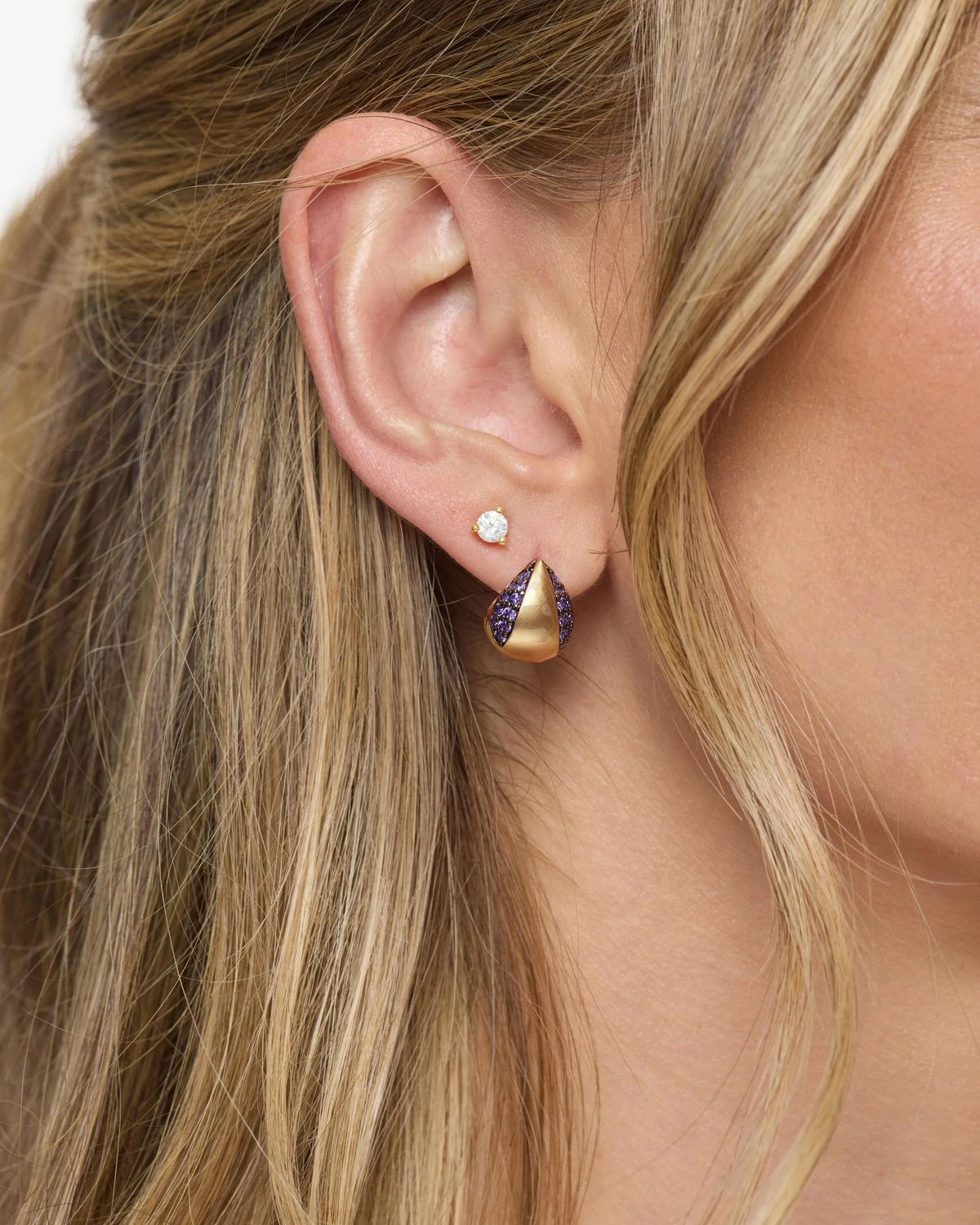 LAVENDER LIL NORAH SPLIT PAVE EARRINGS