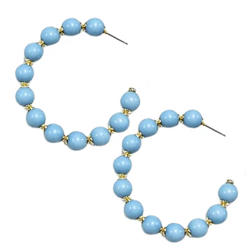 BRIANNA CANNON POWDER BLUE BEADED HOOP EARRINGS