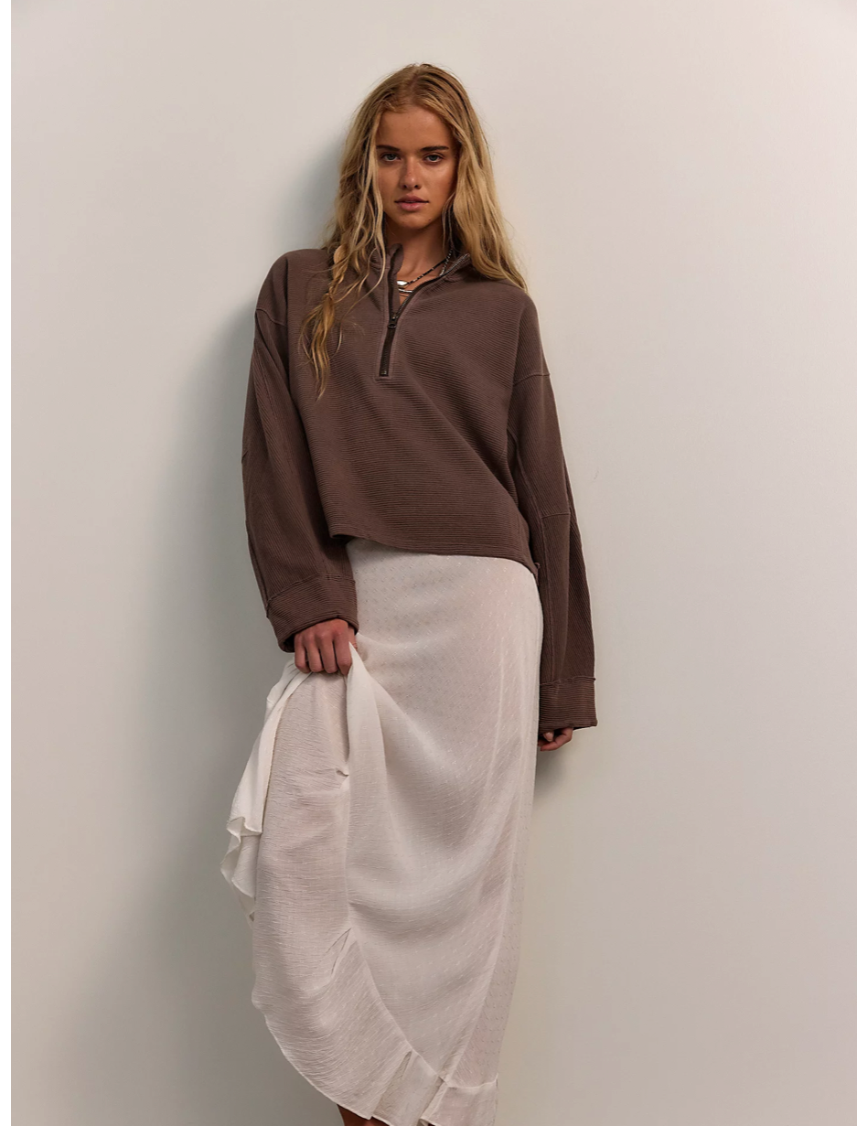 FREE PEOPLE MOCHACHINNO CELESTE QUARTER ZIP