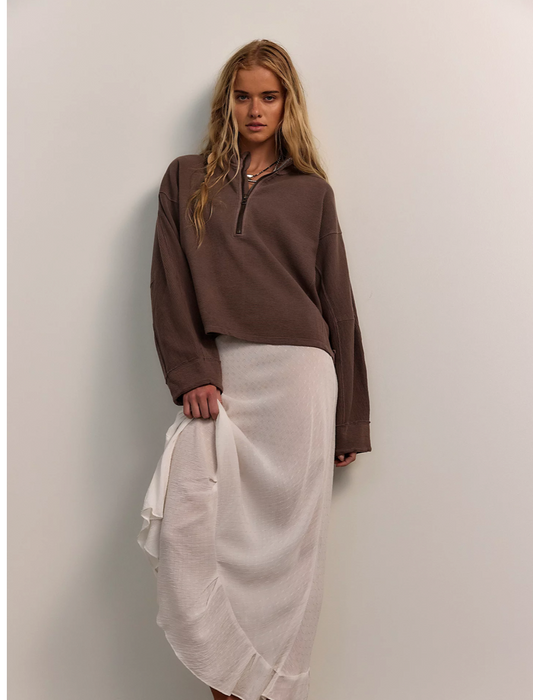 FREE PEOPLE MOCHACHINNO CELESTE QUARTER ZIP