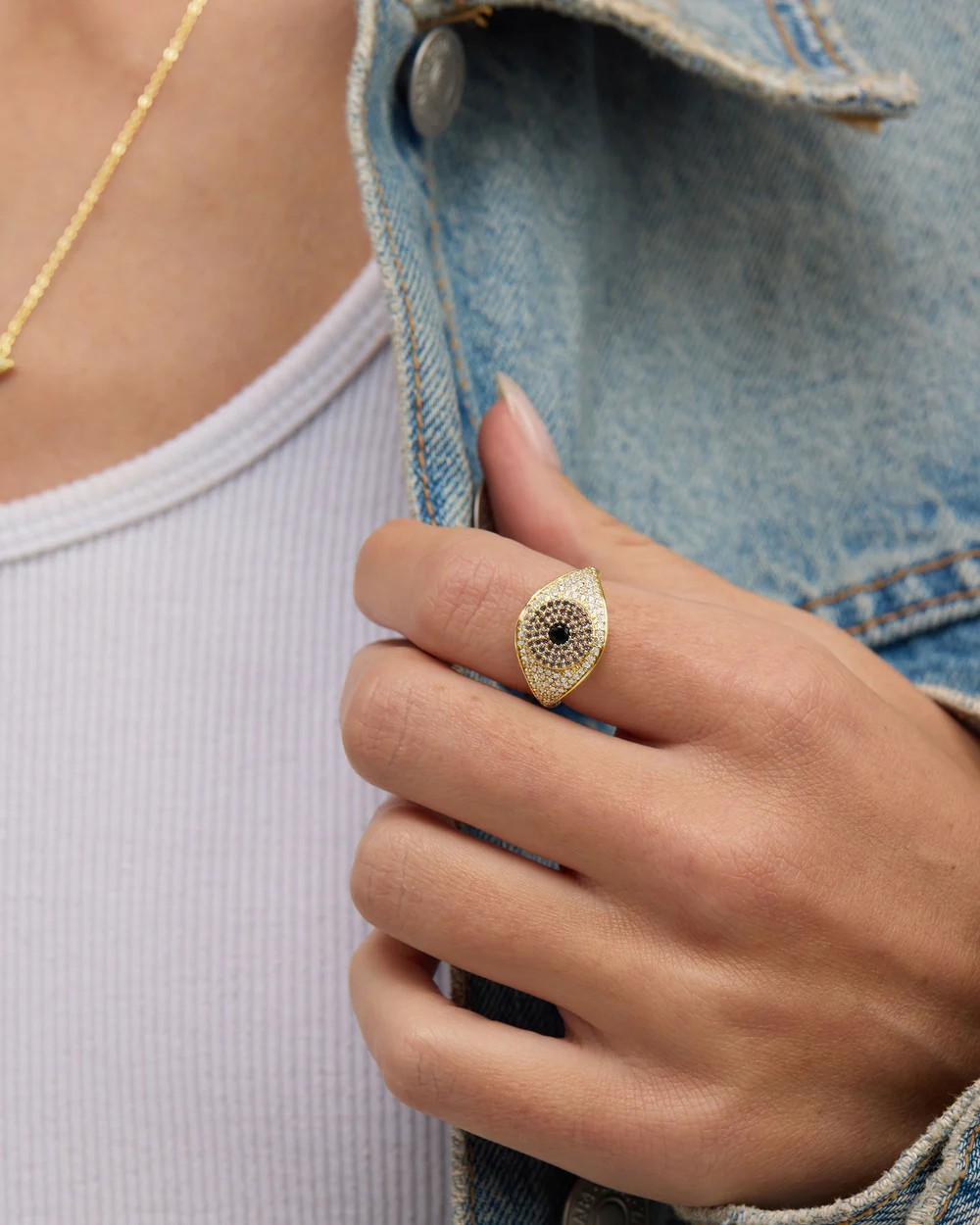 BLACK/GOLD EVIL EYE RING