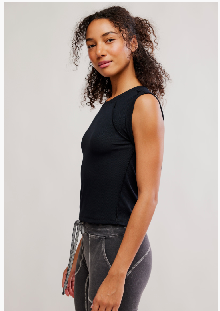 FREE PEOPLE BLACK LOVE MY TWIST MUSCLE TANK