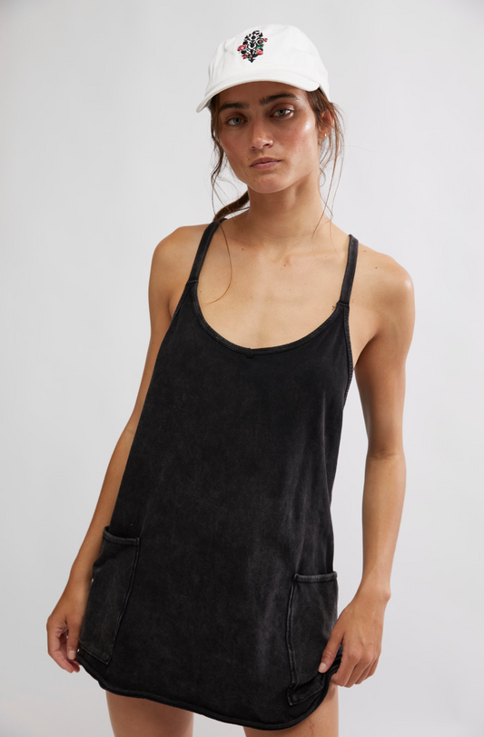 FREE PEOPLE BLACK HOT SHOT MINI DRESS