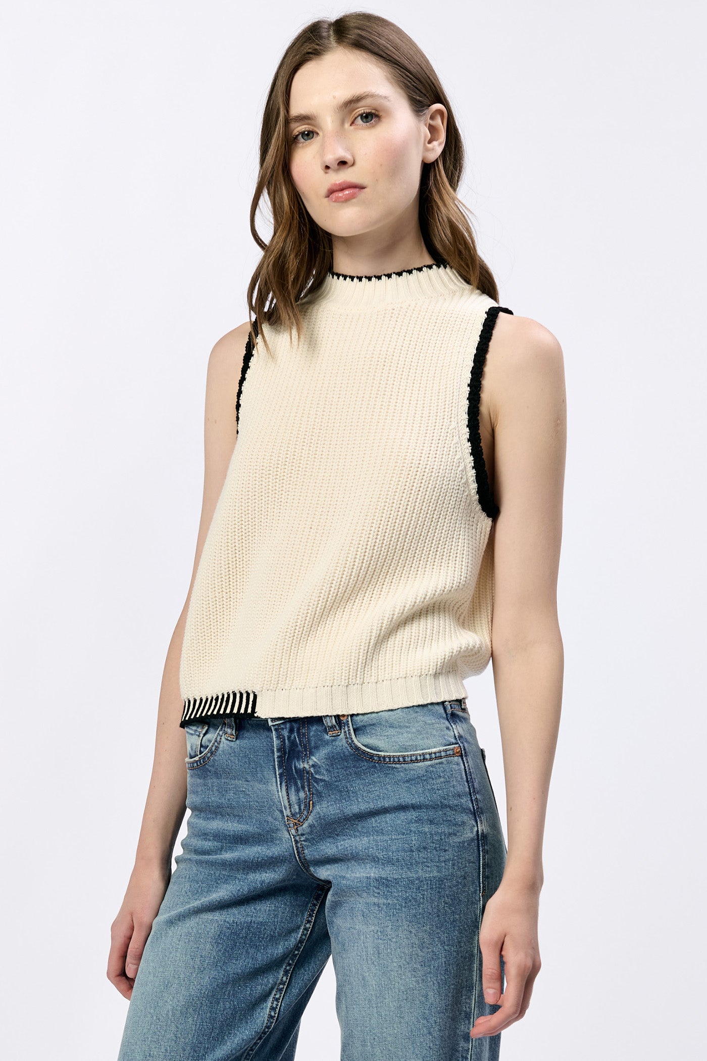 DEAR JOHN CREAM BIRNA SWEATER TANK