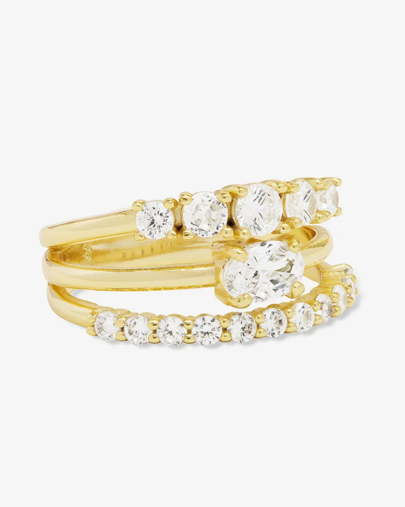 MELINDA MARIA SHE'S SO STACKED RING- GOLD/WHITE