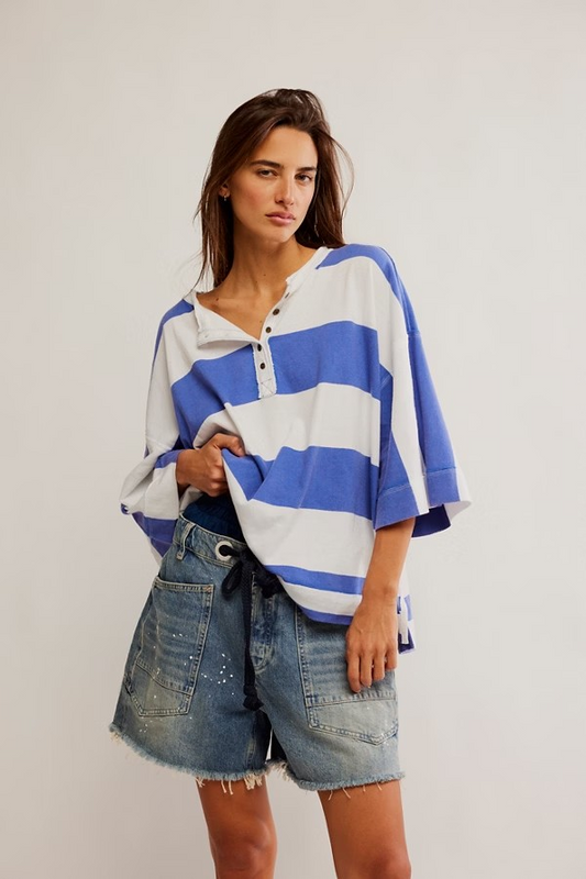 FREE PEOPLE BLUE COMBO WONDERFUL TEE