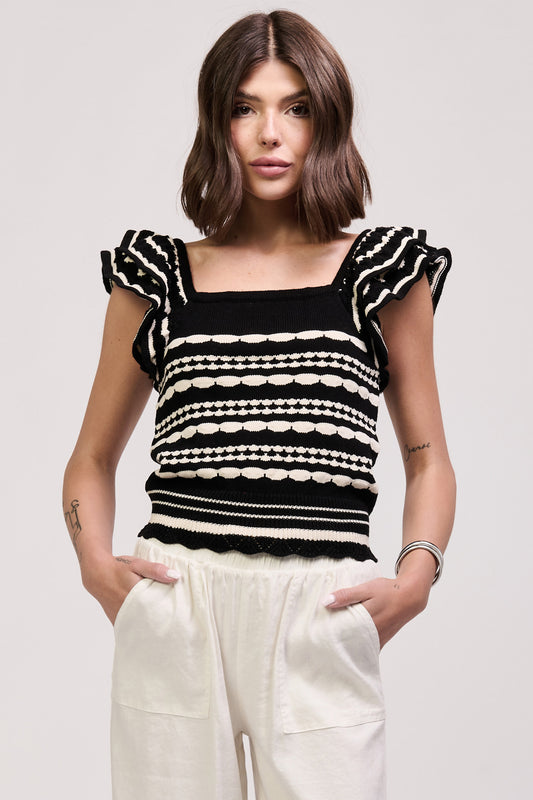 ANOTHER LOVE  BLACK/CREAM AMALITA TOP
