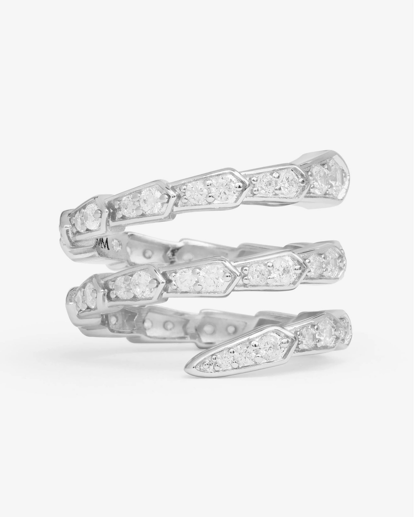 SILVER PAVE SERPENT RING
