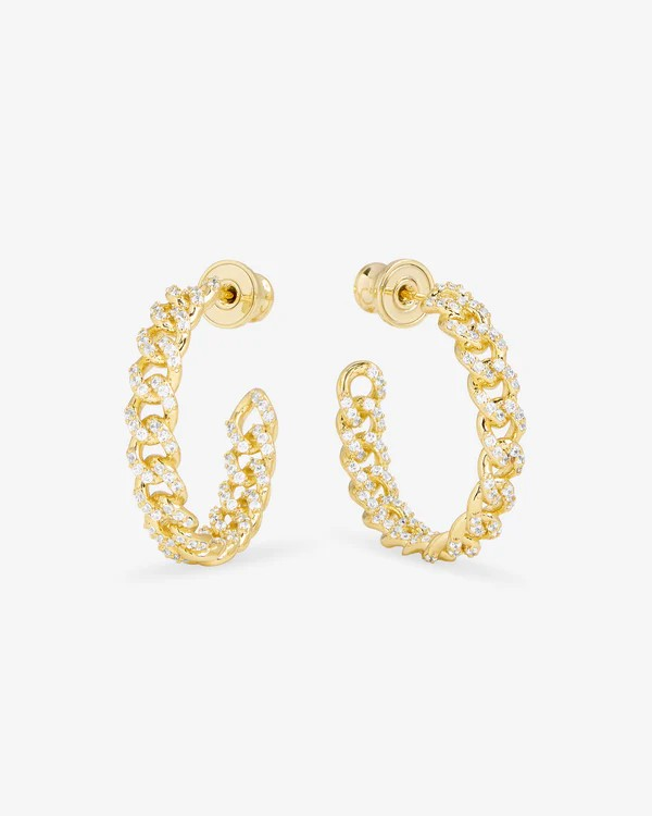 PAVE JULIAN CHAIN HOOPS 1"