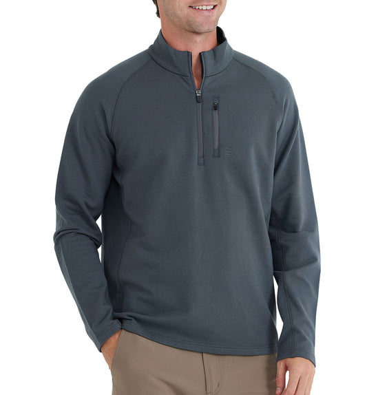 FREE FLY DARK SPRUCE MEN'S BAMBOO HERITAGE FLEECE QUARTER SIP