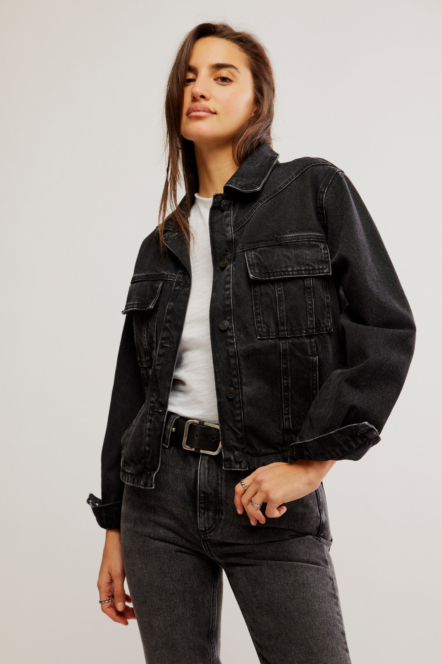 FREE PEOPLE WASHED BLACK JADE DENIM JACKET