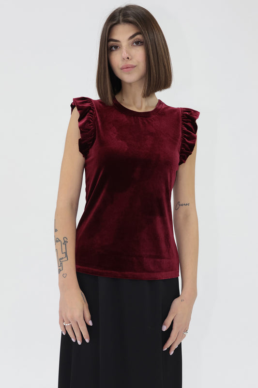 RED ROSE VELVET NORTH TOP