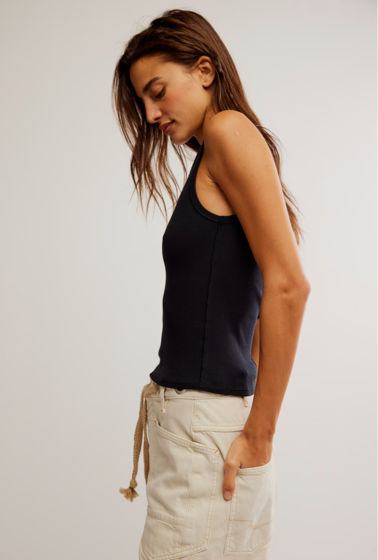 FREE PEOPLE BLACK NERIA TANK