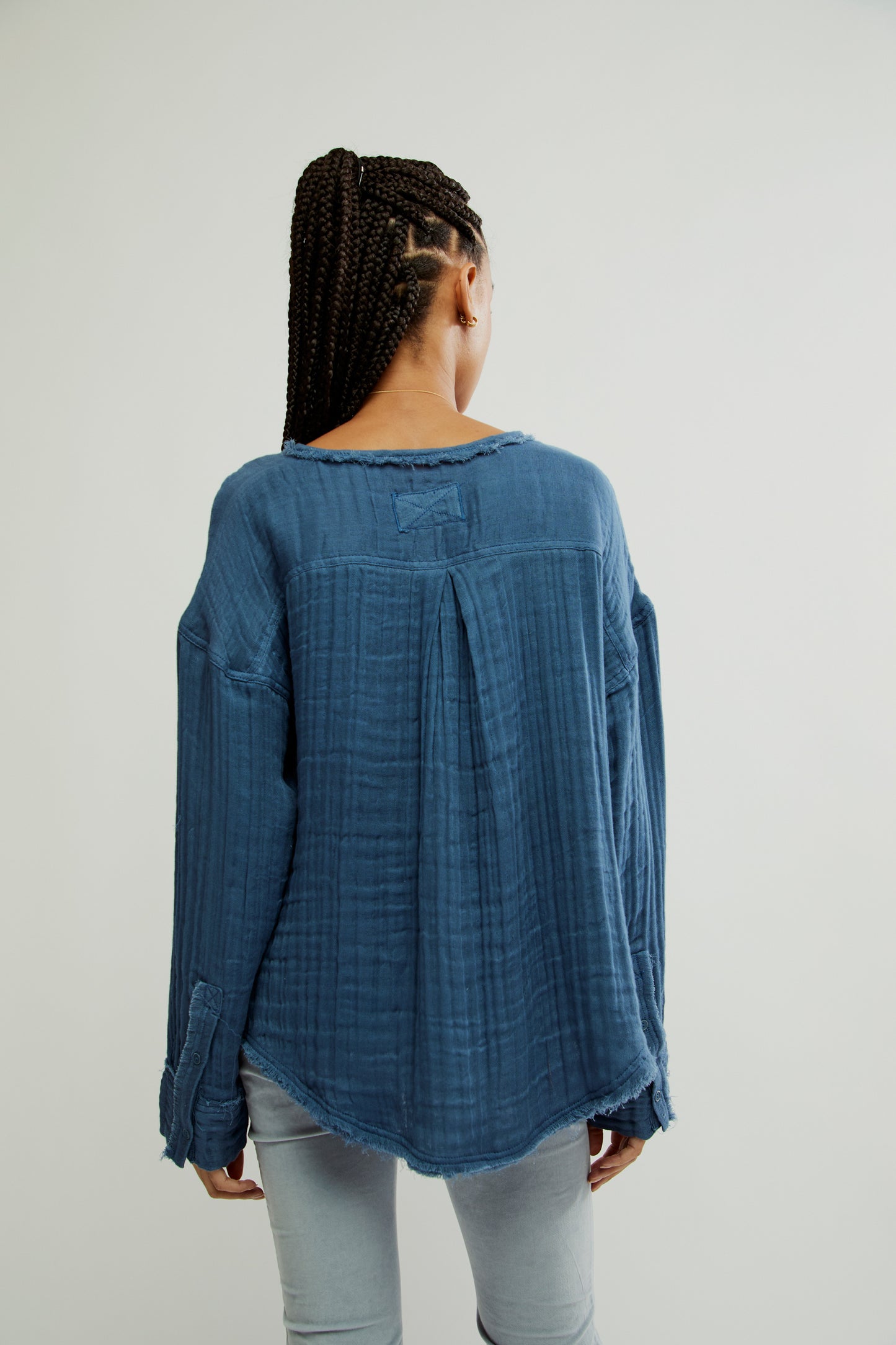 FREE PEOPLE DARK DENIM EASY SUNDAY TOP