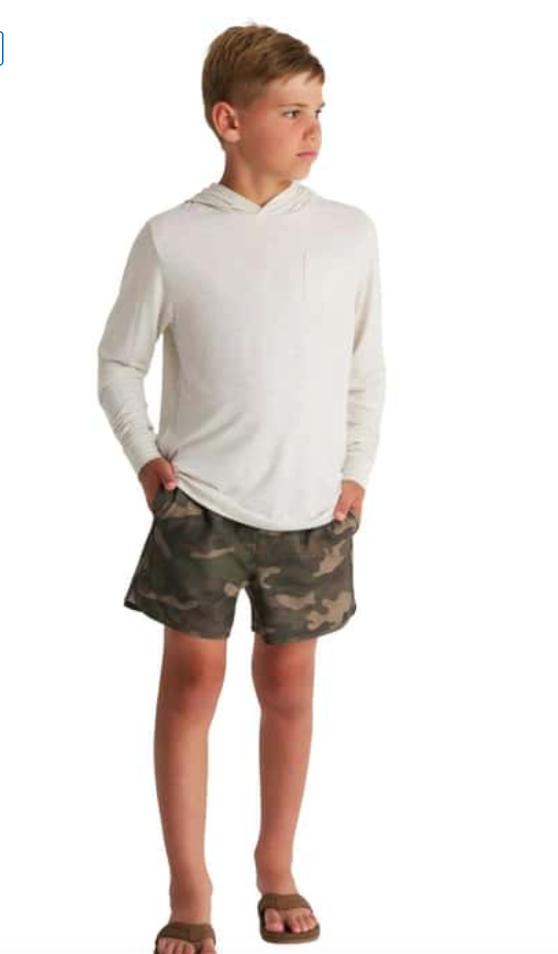 FREE FLY OFF WHITE HEATHER YOUTH BAMBOO SHADE HOODIE