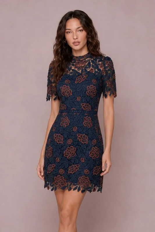 FLORAL LACE MINI DRESS
