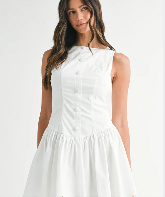 LAILA POPLIN LOW WAIST MINI DRESS
