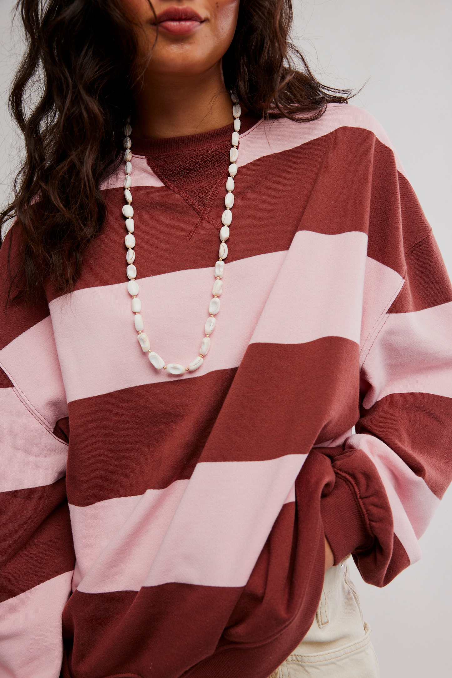 STRAWBERRY WINE COMBO CLASSIC STRIPE CREWNECK