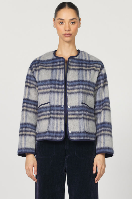 BLUE GREY PLAID JORDYN JACKET