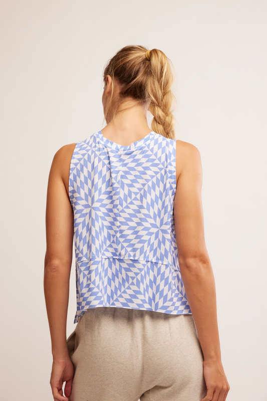 FREE PEOPLE PRINTED TEMPO TANK- BLUEBERRY COMBO