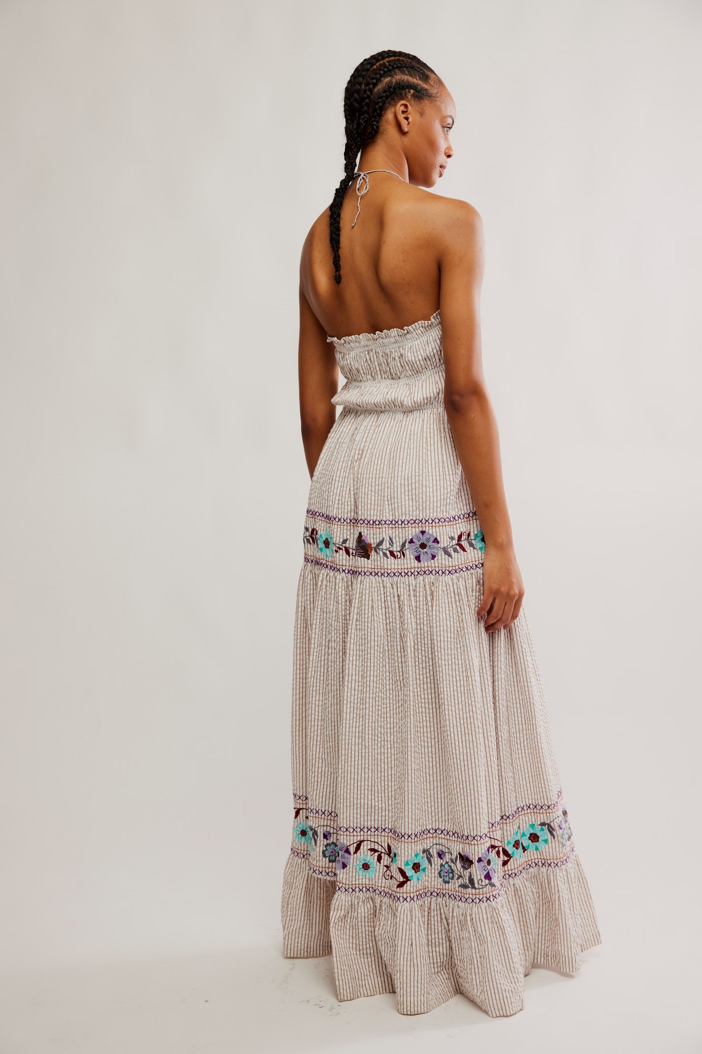 FREE PEOPLE IVORY STRIPE KALANI MIDI