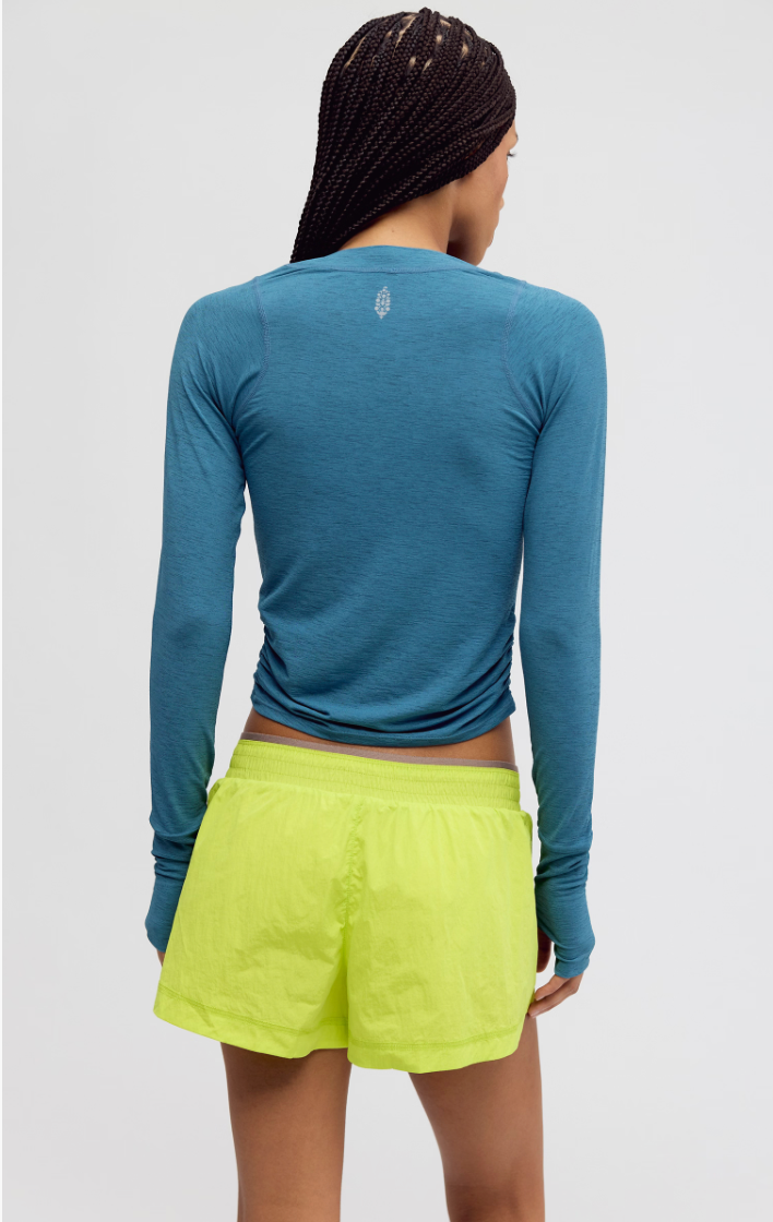 FREE PEOPLE RIPTIDE TEMPO RUCHED UV PROTECTION  LONG SLEEVE SHIRT