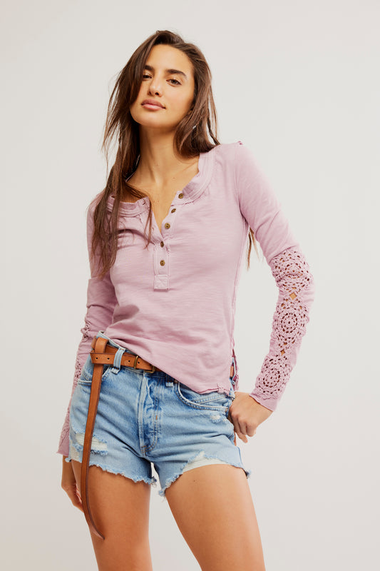 FREE PEOPLE CANDIED LILAC OUR SONG HENLEY CUFF