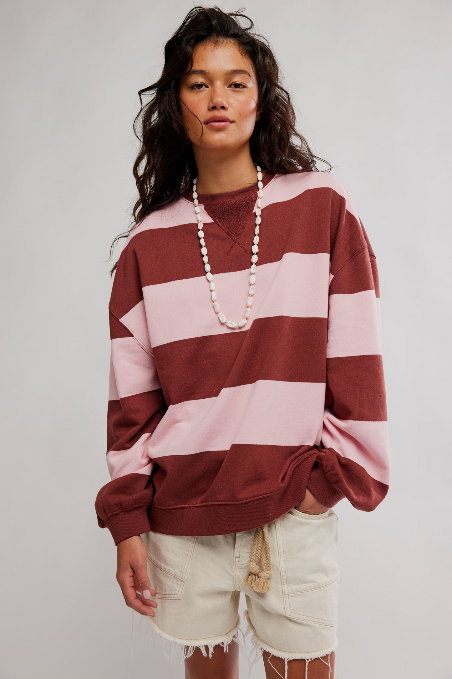 STRAWBERRY WINE COMBO CLASSIC STRIPE CREWNECK