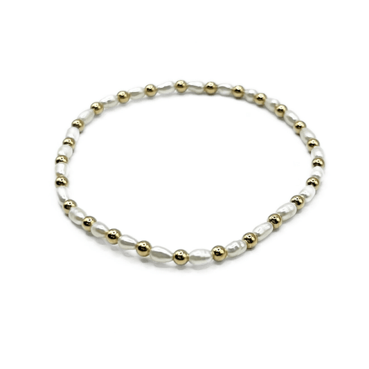 ERIN GRAY 3MM MONTAUK 14K GOLD AND PEARL WATERPROOF BRACELET