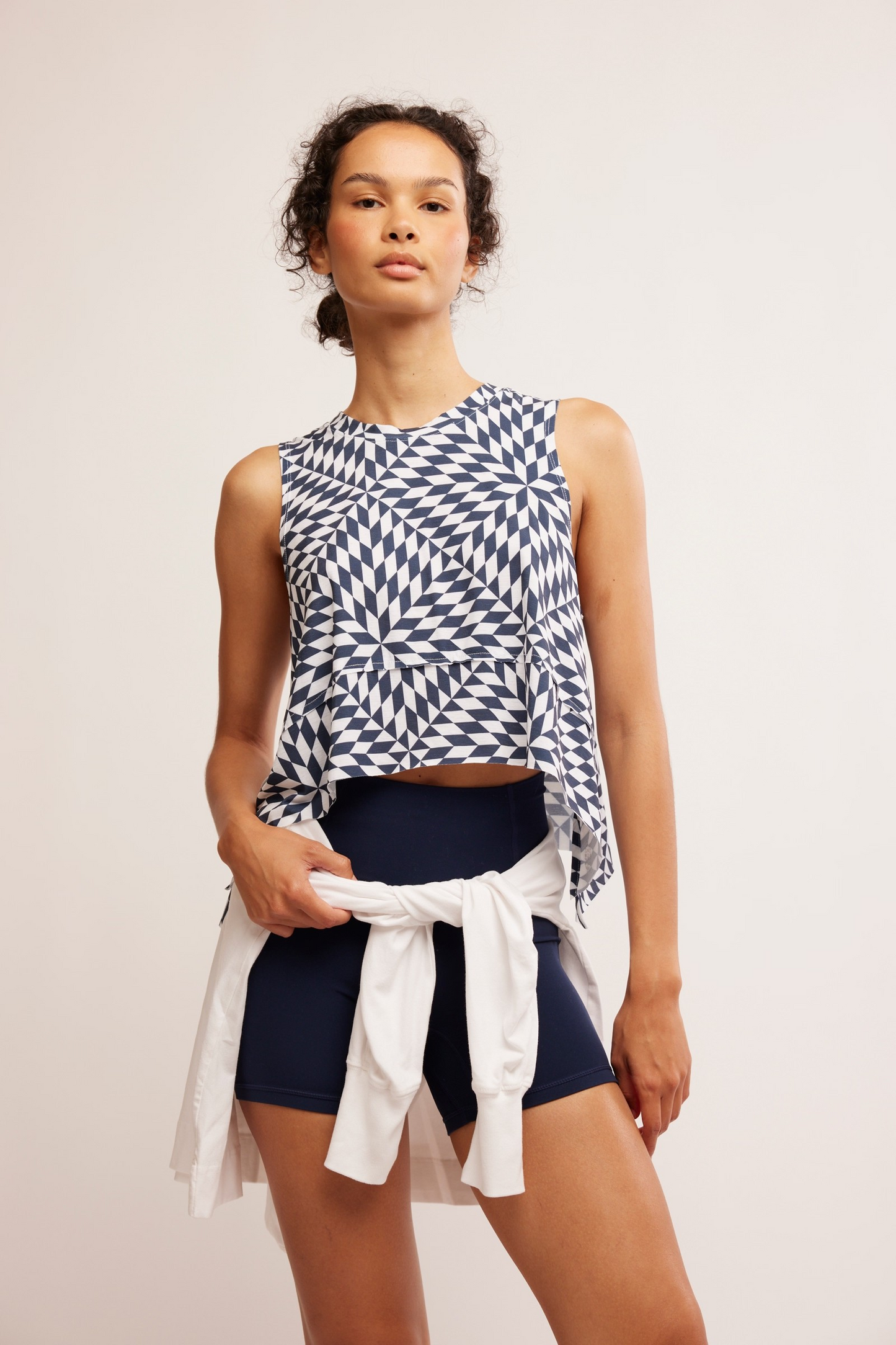 FREE PEOPLE PRINTED TEMPO TANK- NAVY COMBO