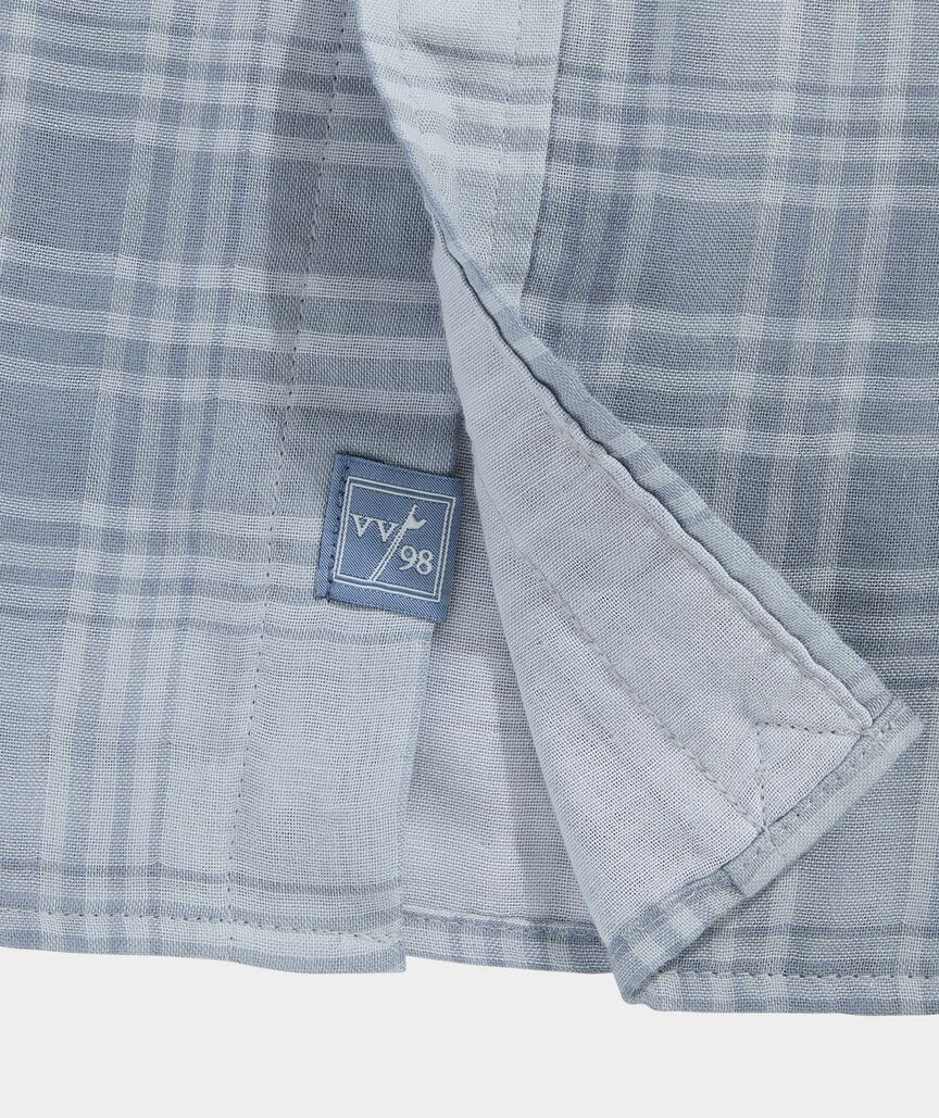 VINEYARD VINES SHELL GRAY CHILLER PLAID DOUBLE CLOTH SHIRT