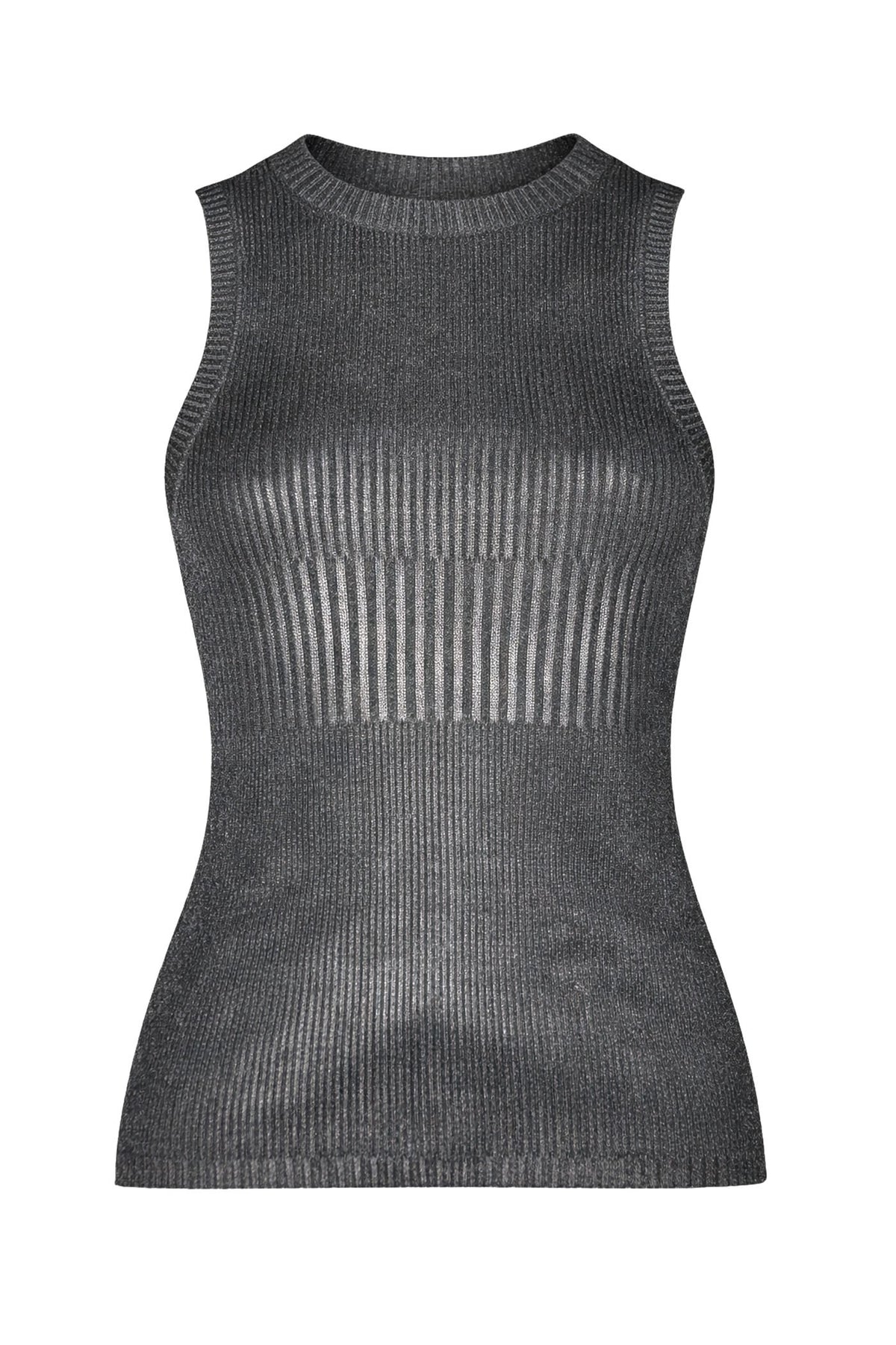 ANOTHER LOVE GUNMETAL FOIL PAMELA RIB TANK