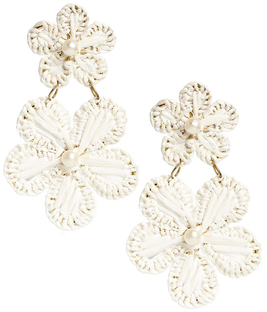 LISI LERCH WHITE MARIGOLD RAFFIA EARRING