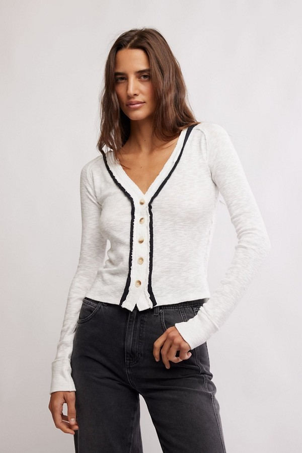 FREE PEOPLE IVORY TIPTON CARDI