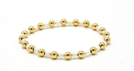 ERIN GRAY 5MM MONTAUK 14K GOLD AND PEARL WATERPROOF BRACELET