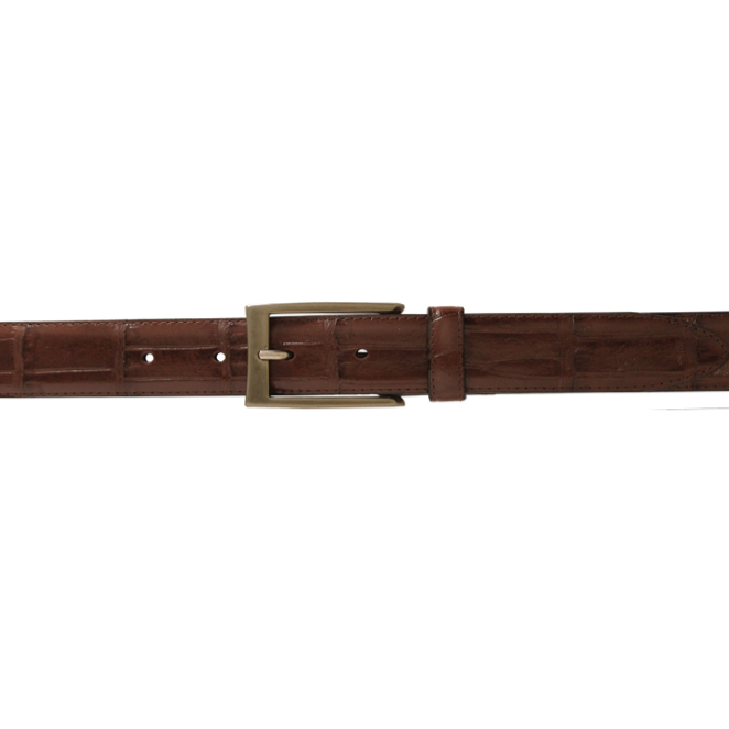 COGNAC CROCODILE LEATHER BELT