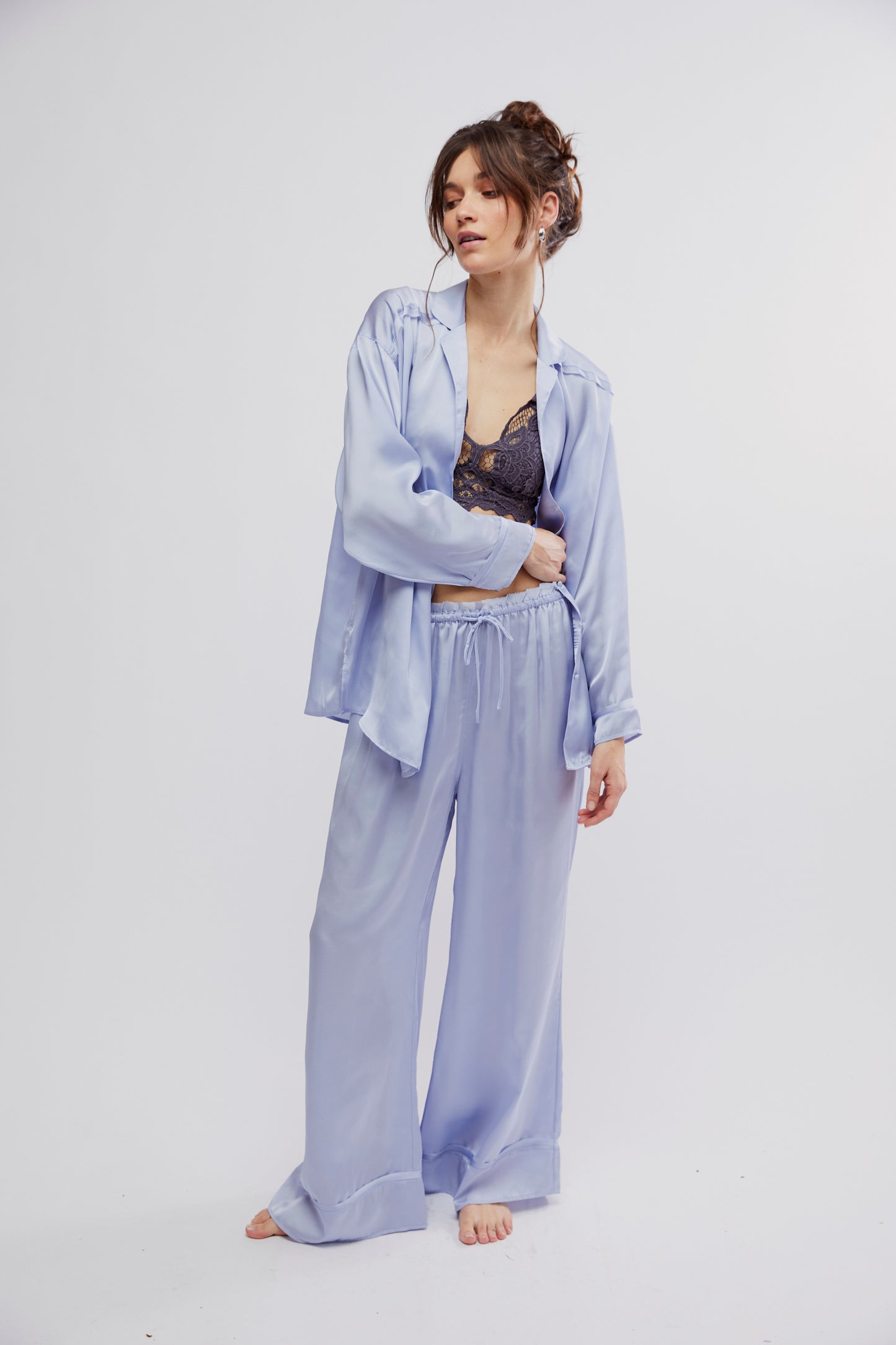 FREE PEOPLE ICELANDIC BLUE DREAMY DAYS SOLID PJ SET