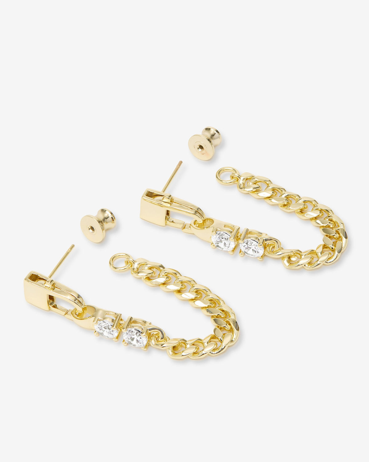 JULIAN LOVES DIAMONDS SOFT CHAIN HOOPS- GOLD/WHITE