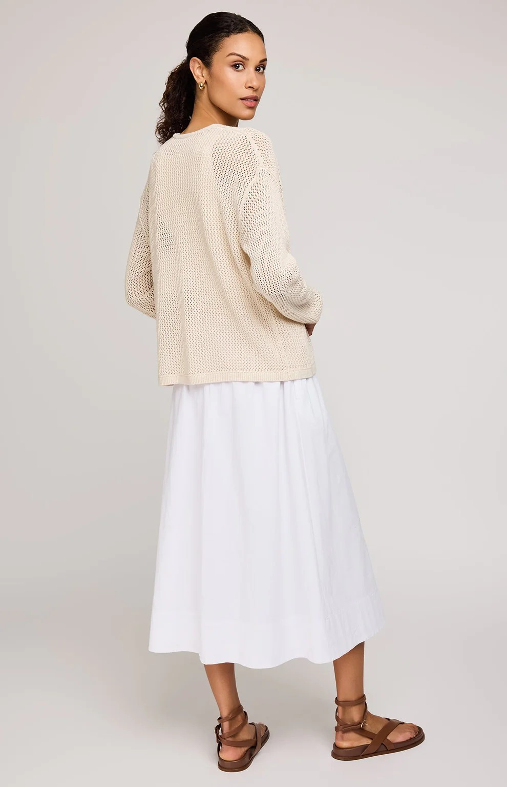 GENTLE FAWN LINEN TOLEDO OPEN KNIT SWEATER