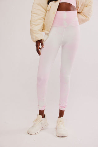 FREE PEOPLE POWDER PINK COMBO GOOD KARMA TIE DYE LEGGING