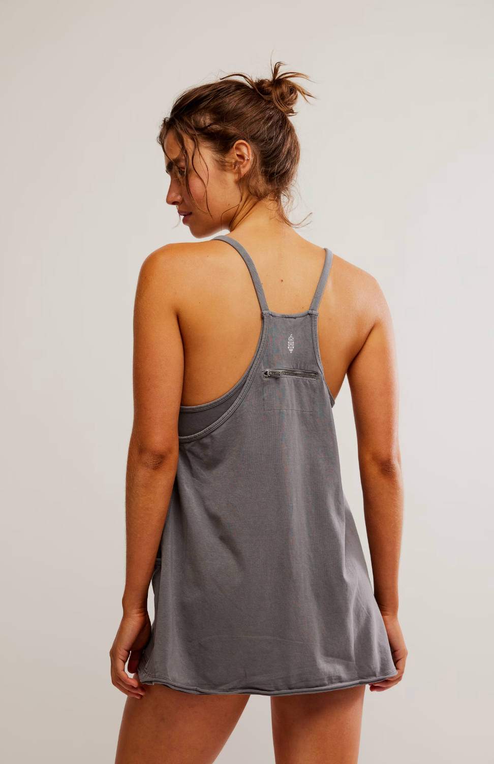 FREE PEOPLE GUNMETAL HOT SHOT MINI DRESS