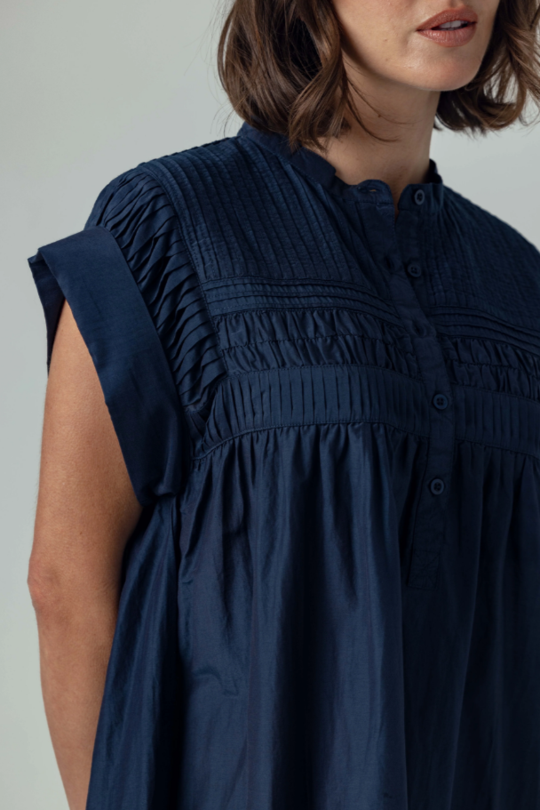 SUNDAYS NAVY RUE DRESS