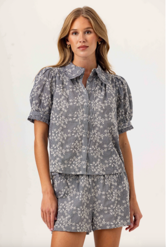 SUNDAYS FLORAL EMBROIDERED LOTUS SHIRT